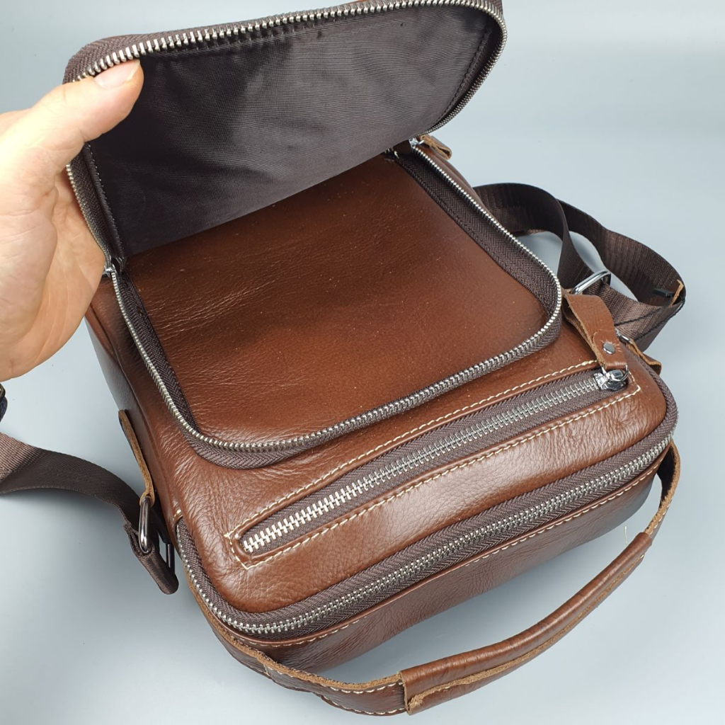 Túi đeo chéo nam da thật; Túi đựng máy tính bảng da thật TD123  - 100% da thật, BH 3 năm