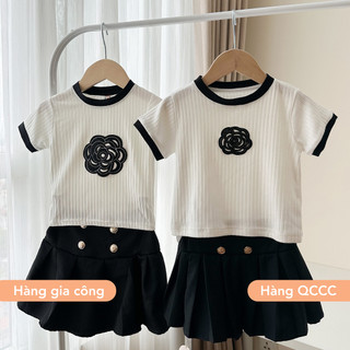 (𝑯𝒂̀𝒏𝒈 𝒄𝒐́ 𝒔𝒂̆̃𝒏 - Ảnh thật) Set Flower Đen cho bé 2-7 tuổi
