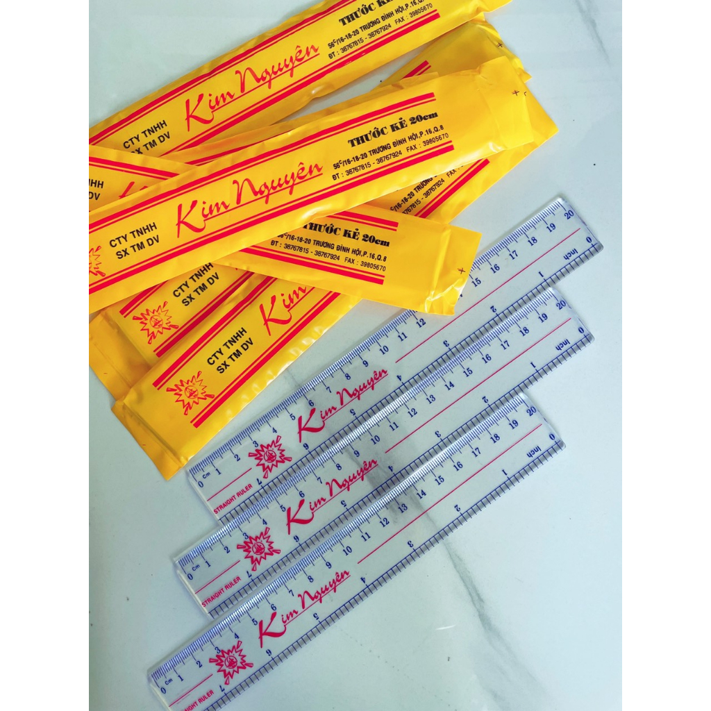 Thước kẻ nhựa cứng Kim nguyên 20cm, 30cm và 50cm hàng chuẩn đẹp
