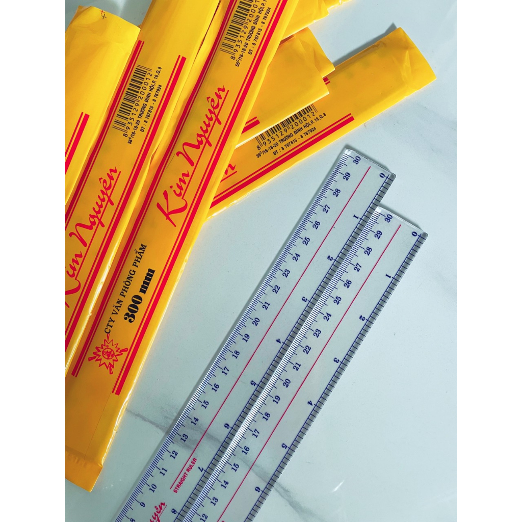 Thước kẻ nhựa cứng Kim nguyên 20cm, 30cm và 50cm hàng chuẩn đẹp