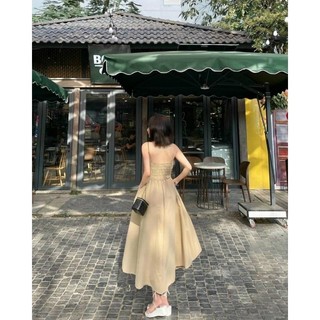 đầm maxi cup ngực xếp li dáng xoè