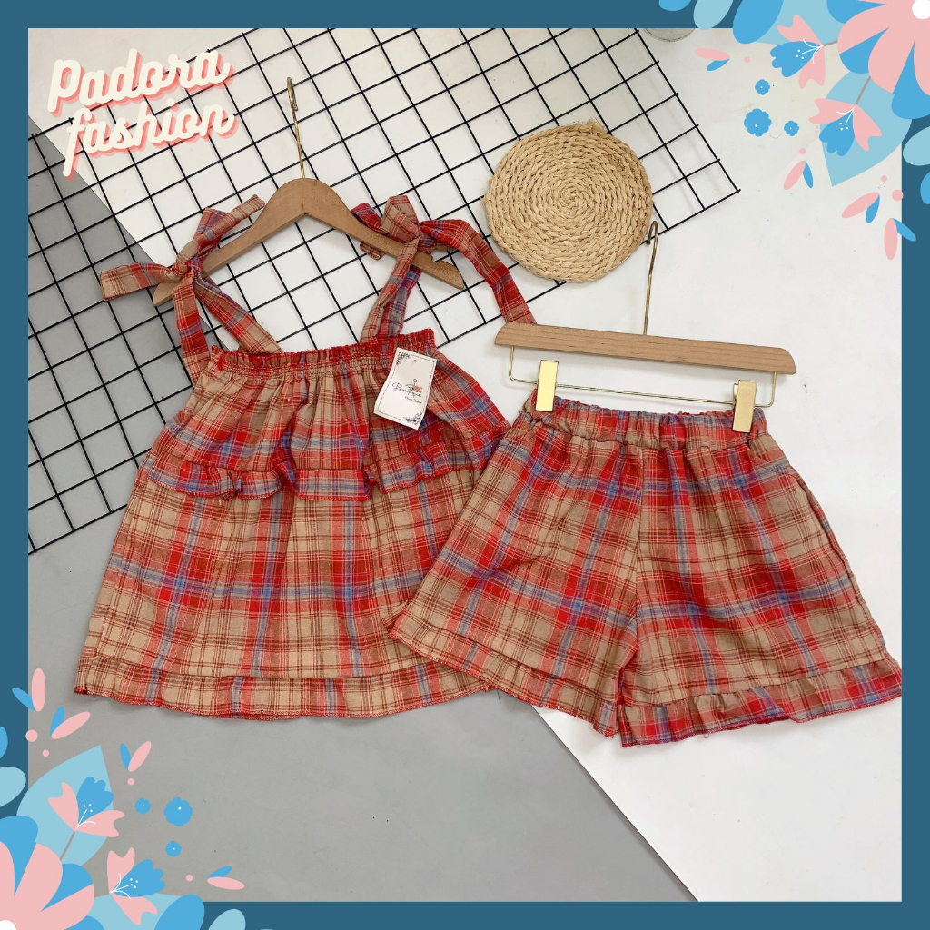 Set Đồ Bộ 2 Dây Kẻ Caro Babydoll Padora-B790