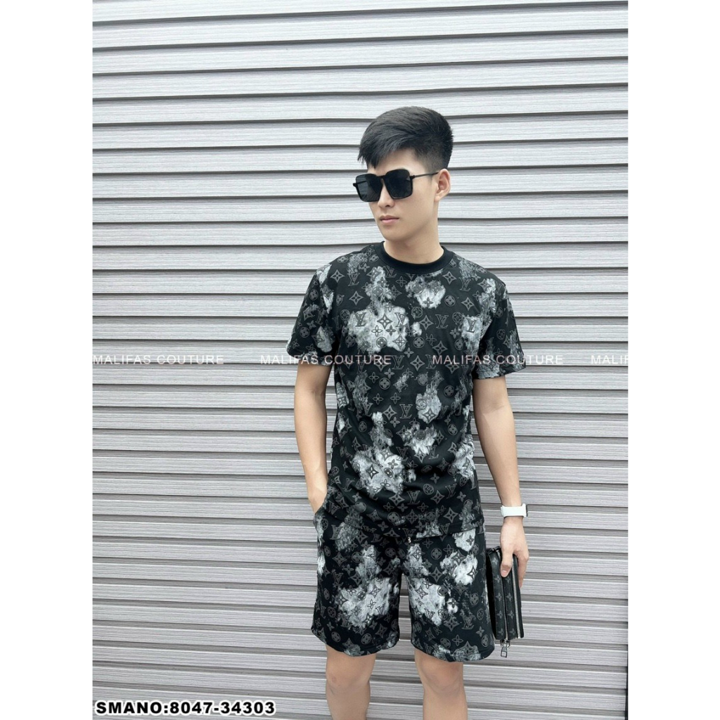 Bộ Quần áo Nam Mùa Hè Vân LV Nhung Mềm Mịn Thoáng Mát Thời Trang Hè Cho Nam hot 2023