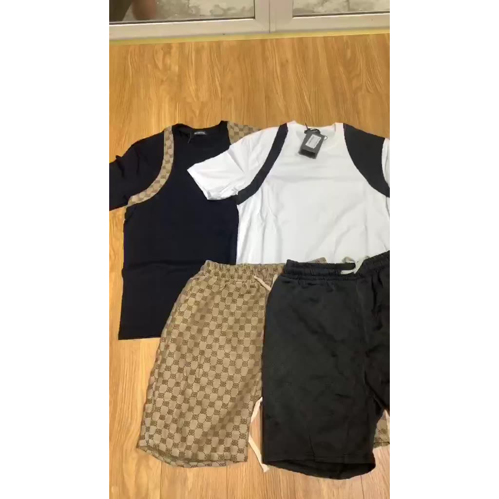 Bộ hè nam Gc GG mix viền siêu hot_Bộ quần áo cộc nam Gc GG viền vai #hot hit 2023