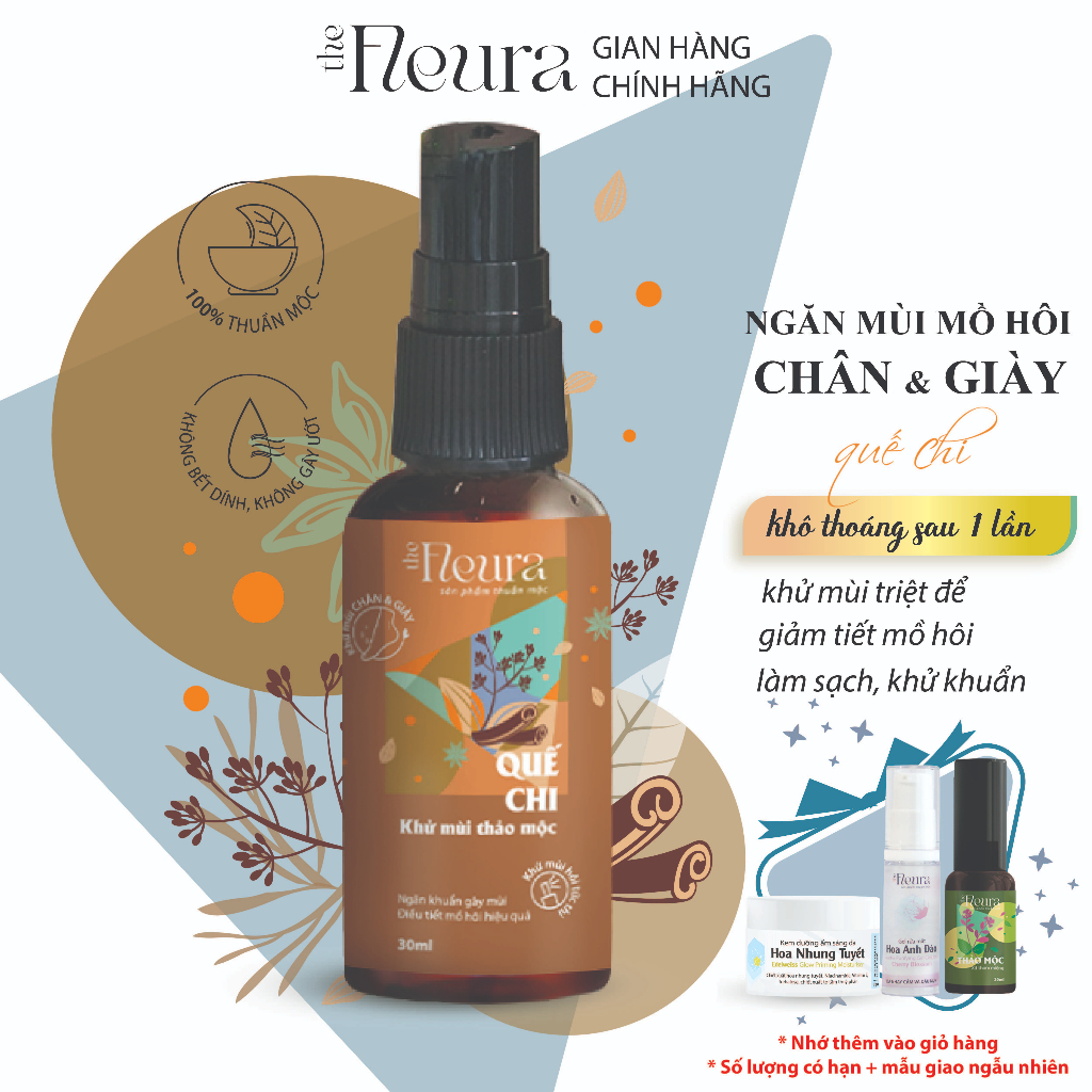 Khử mùi hôi chân thảo mộc Fleura Ngăn mùi hôi chân, mồ hôi chân và mùi hôi giày an toàn hiệu quả 30ml