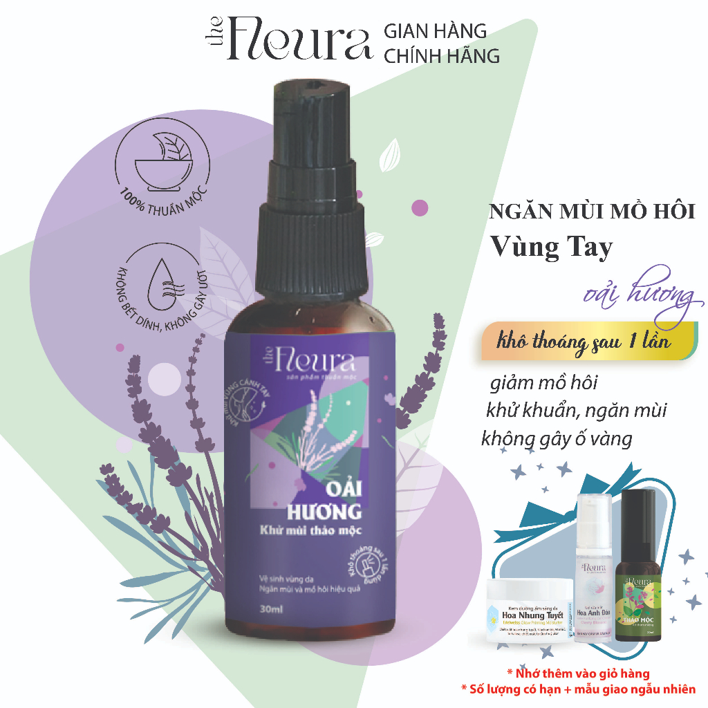 Xịt khử mùi hôi nách oải hương thảo mộc Fleura Ngăn mùi hôi nách mồ hôi nách 30ml