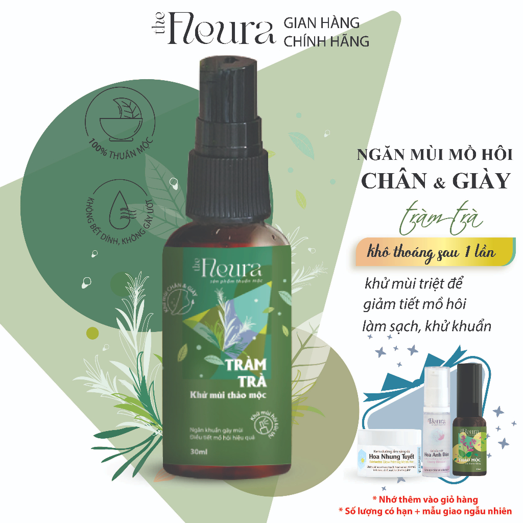 Khử mùi hôi chân tràm trà thảo mộc Fleura Ngăn mùi hôi chân, mồ hôi chân và mùi hôi giày an toàn hiệu quả 30ml