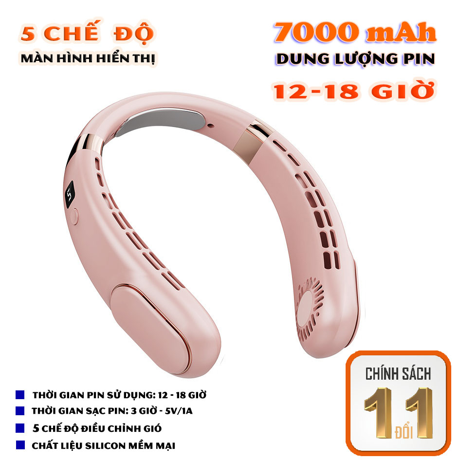 Quạt tích điện đeo cổ thiết kế tiện lợi 5 chế độ, Quạt USB sạc pin | Bảo hành uy tín tại thành phố Hồ Chí Minh