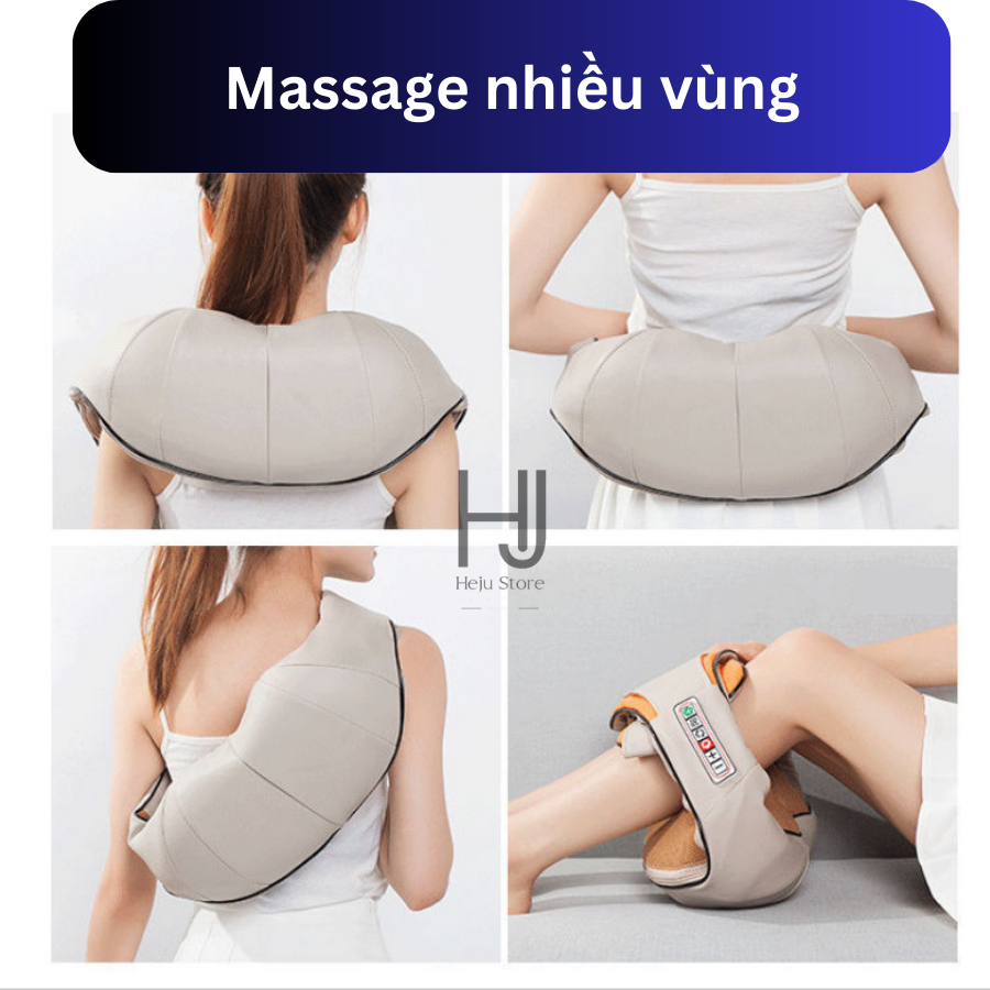 Đai Mát Xa Đa Năng 6 Nút, Chườm Nóng - Máy Massage Cổ Vai Gáy - Đai Massage Toàn Thân Cực Thoải Mái - 12 Cấp Độ