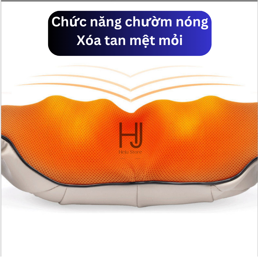 Đai Mát Xa Đa Năng 6 Nút, Chườm Nóng - Máy Massage Cổ Vai Gáy - Đai Massage Toàn Thân Cực Thoải Mái - 12 Cấp Độ