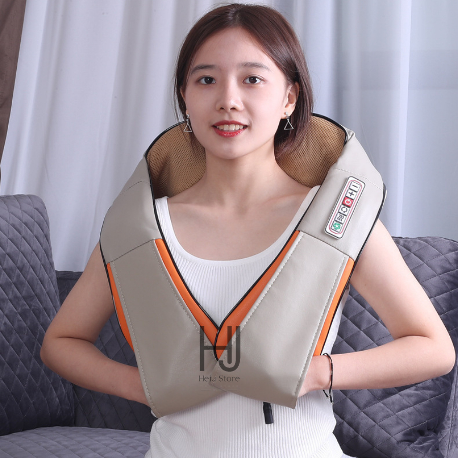 Đai Mát Xa Đa Năng 6 Nút, Chườm Nóng - Máy Massage Cổ Vai Gáy - Đai Massage Toàn Thân Cực Thoải Mái - 12 Cấp Độ