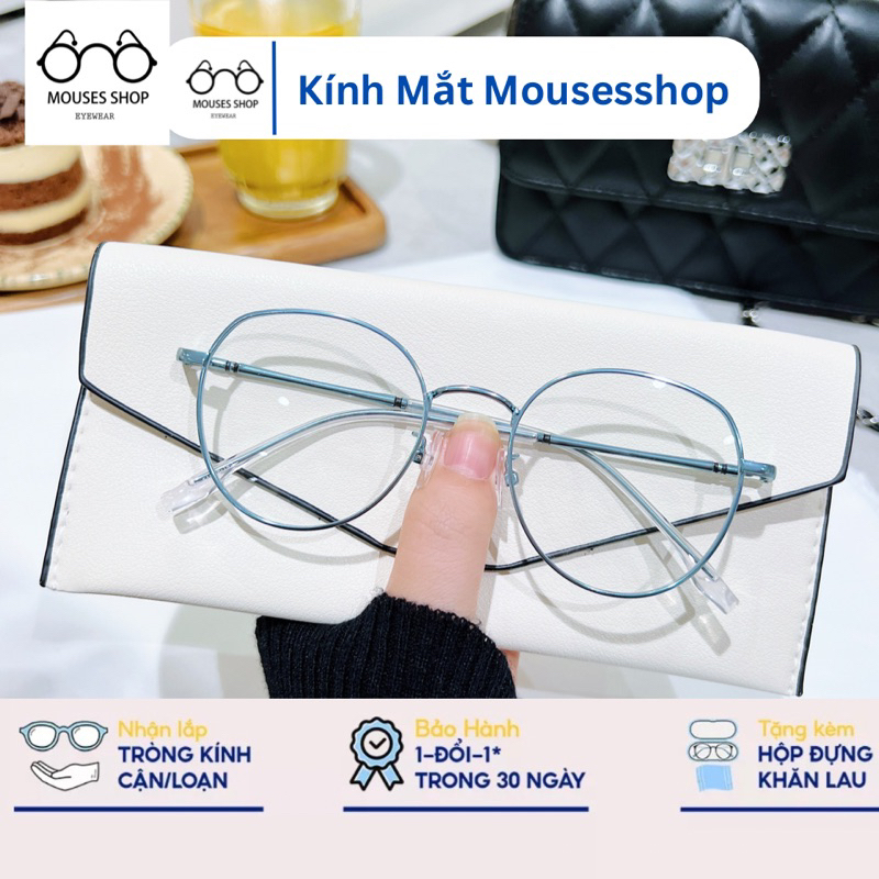 Gọng kính kim loại titan mắt tròn nam nữ mousesshop mã 72319