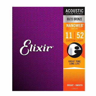 Dây đàn guitar acoustic elixir 11027 80/20 bronze nanoweb 11|52