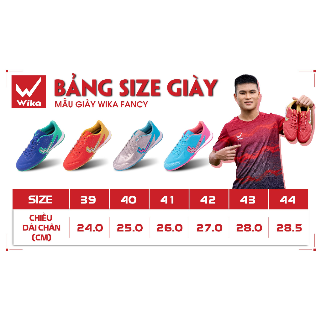 Giày Đá Bóng Wika Fancy Chính Hãng, Giày Đá Banh Sân Cỏ Nhân Tạo Khâu Đế Bảo Hành 3 Tháng