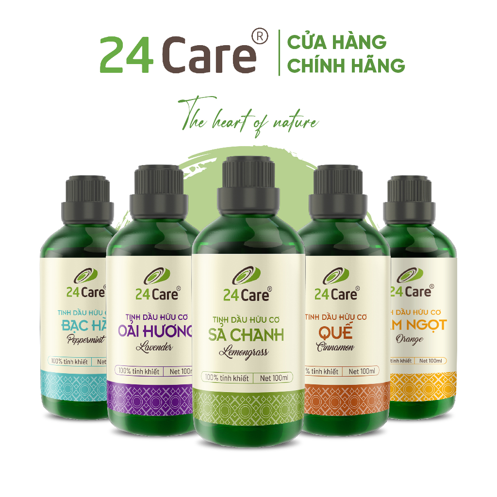 Tinh dầu 24Care nguyên chất 100ml - xông thơm phòng, khử mùi, xua đuổi côn trùng