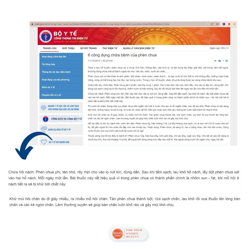 Phèn chua khử mùi hôi nách dạng bột đã chưng chất 20g, 50g – Beauty Lover