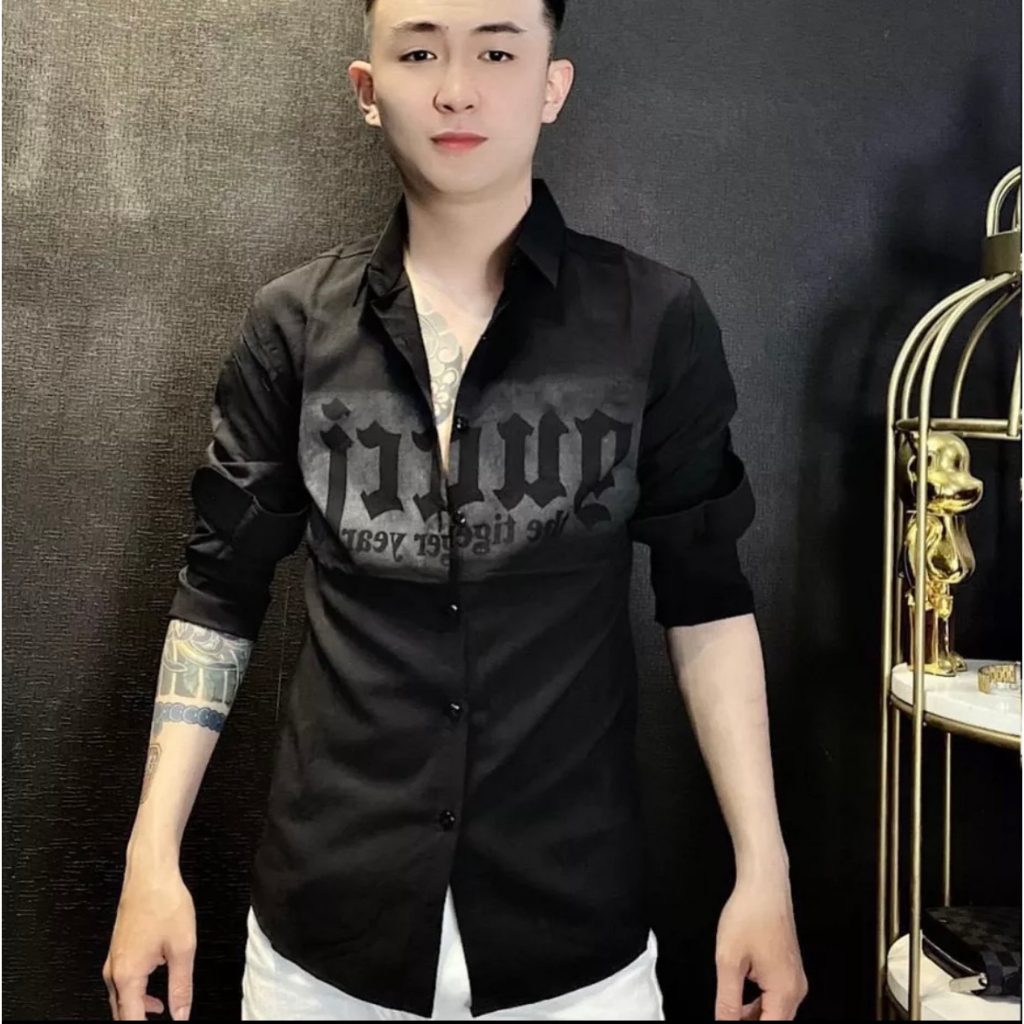 sơ mi nam dai tay in loang 3d mẫu thời trang xu hướng
