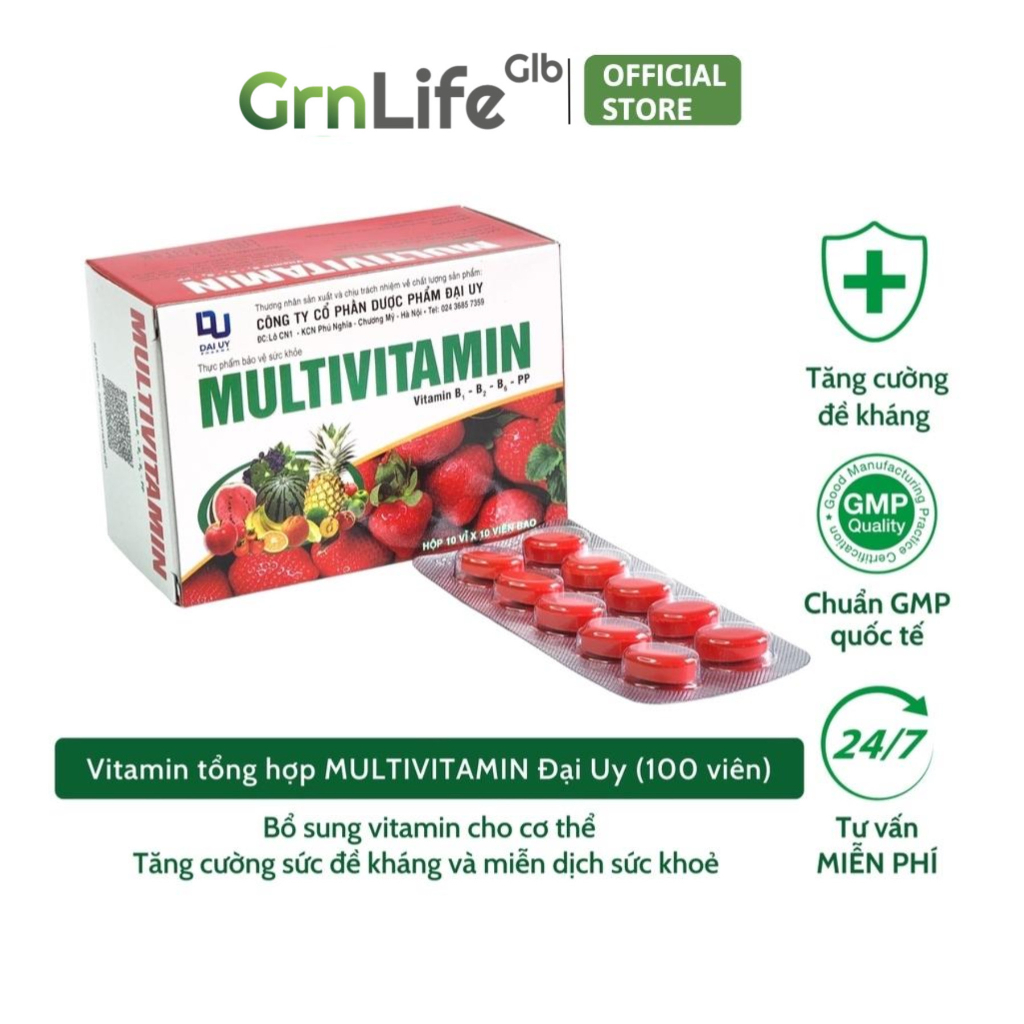 Vitamin tổng hợp Multivitamin DAIUY bổ sung vitamin, tăng cường sức đề kháng và miễn dịch (Hộp 100 viên)