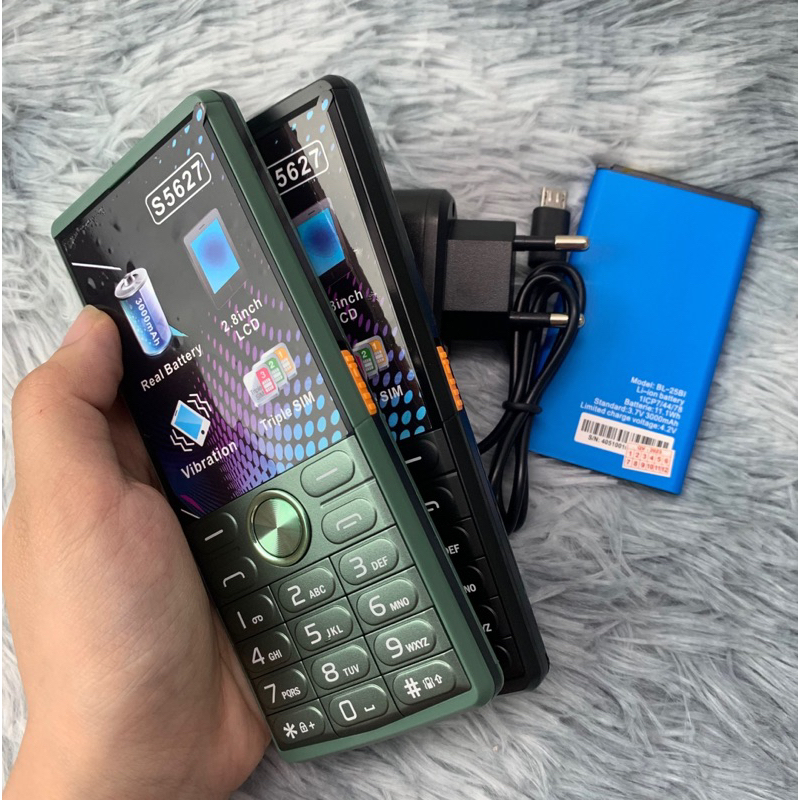 Điện thoại Nokia S5627 - 3sim - Loa to, sóng khoẻ, pin trâu, màn hình to, phím số to - Bảo hành 12 tháng