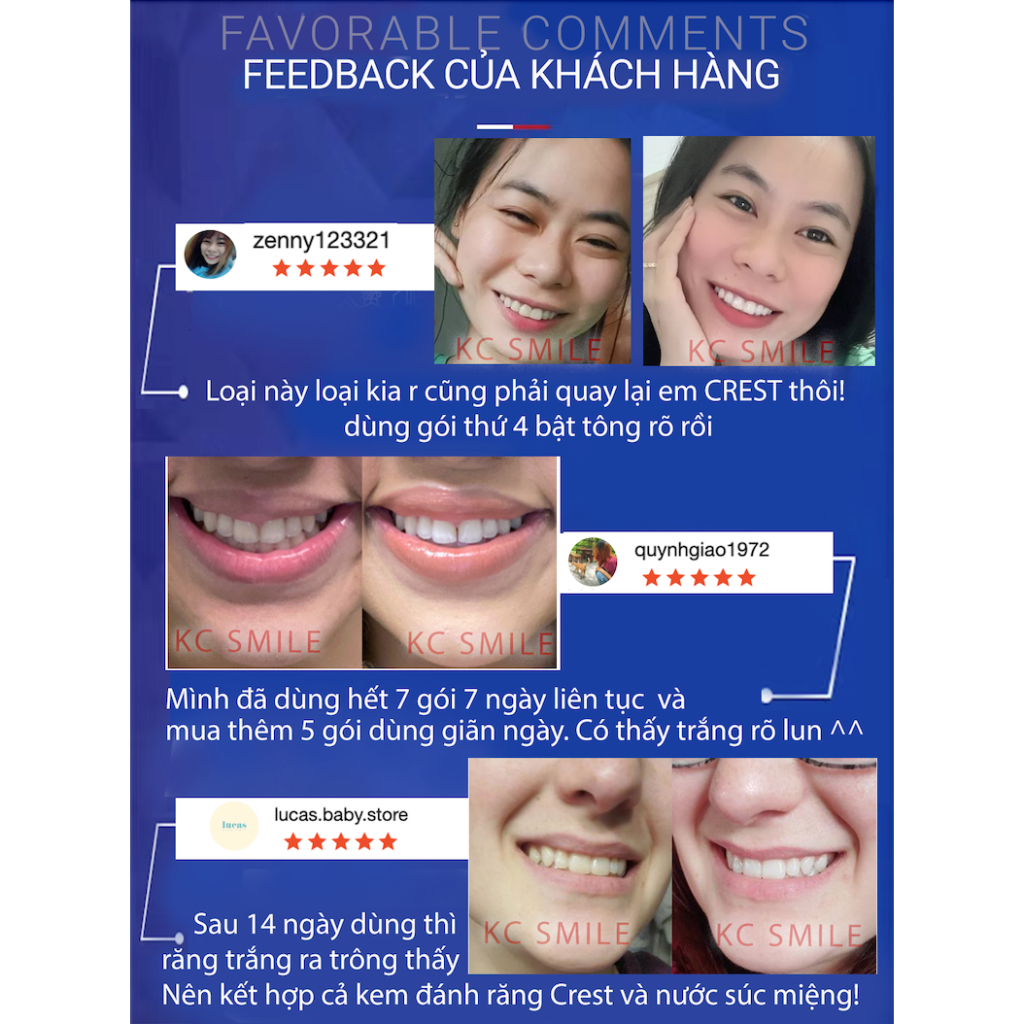 Full Liệu trình 20 ngày  miếng dán trắng răng Crest Professional Effects