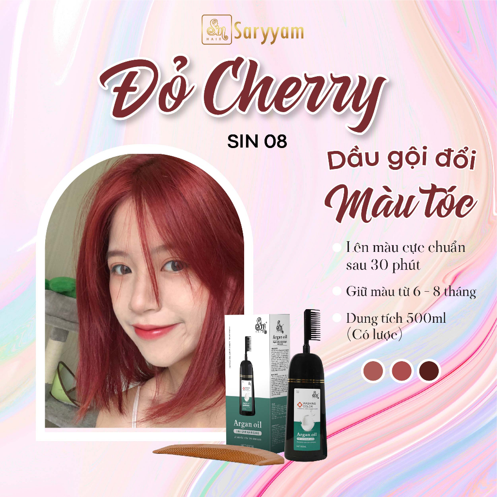 Dầu gội đổi màu tóc Đỏ Cherry | Gội là đổi màu | SinHair Việt Nam Official Store