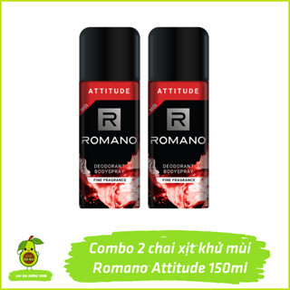 Combo 2 chai xịt khử mùi Romano Attitude 150ml - Xịt ngăn mùi toàn thân hương nước hoa kháng khuẩn ngăn mồ hôi nách