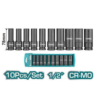 Bộ 10 đầu tuýp dài 1/2" thép cr-mo total thkisd12102l