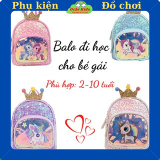 Balo đi học bé gái ngựa Pony đính kimsa, balo thời trang cho bé mầm non tiểu học Ochi Kids