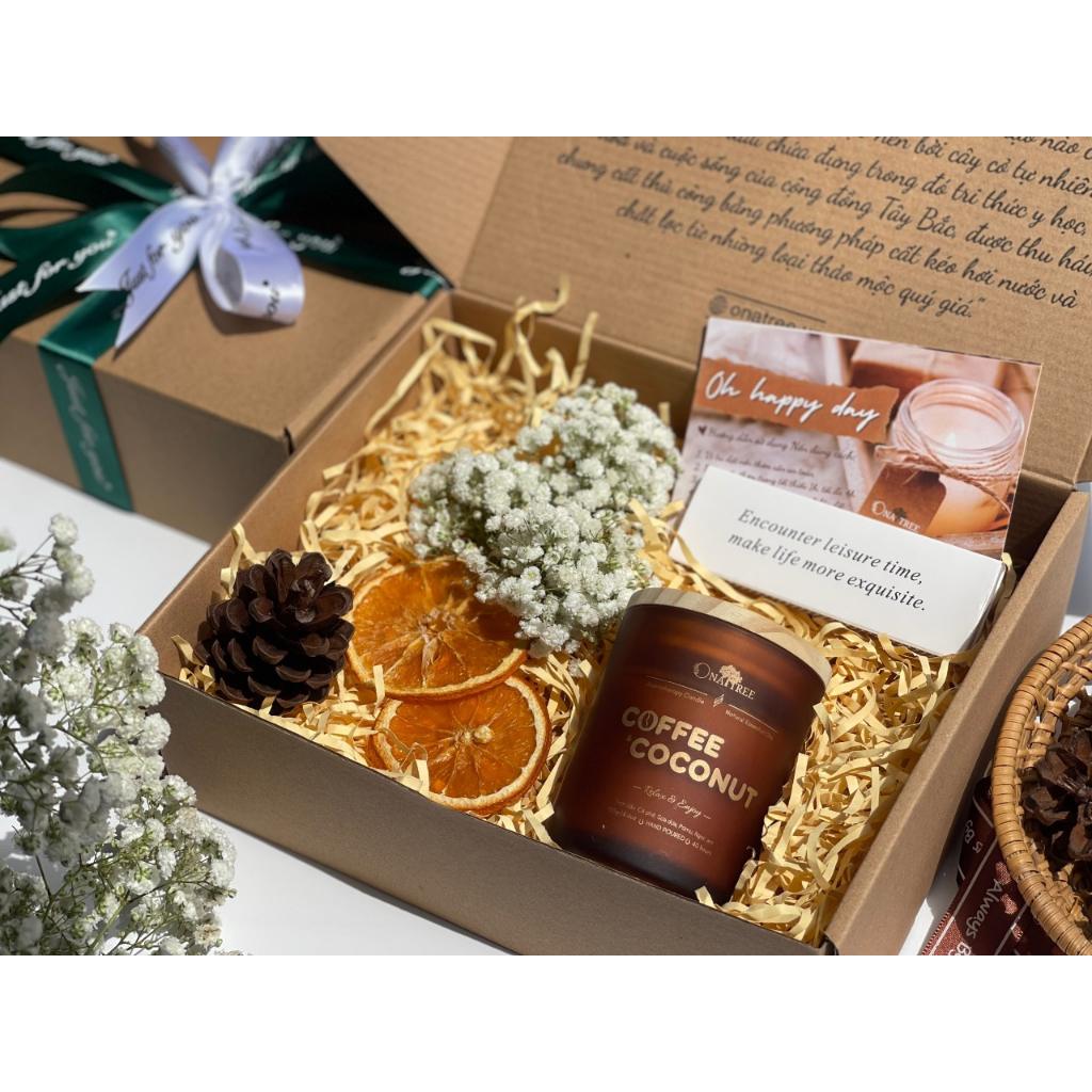 Quà tặng NẾN THƠM cao cấp mix Tinh dầu thiên nhiên thơm phòng, Quà tặng bạn sinh nhật, quà tặng lễ _ ONATREE