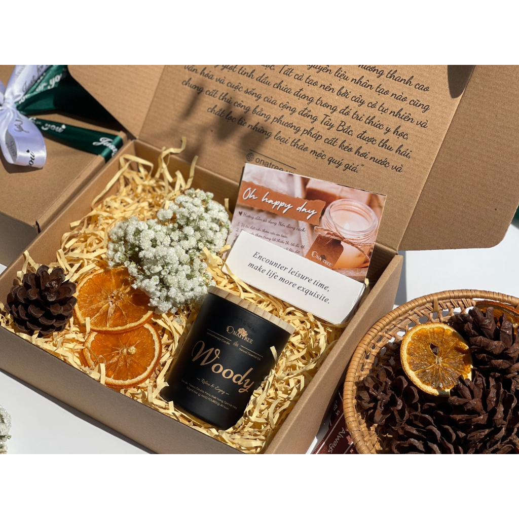 Quà tặng NẾN THƠM cao cấp mix Tinh dầu thiên nhiên thơm phòng, Quà tặng bạn sinh nhật, quà tặng lễ _ ONATREE