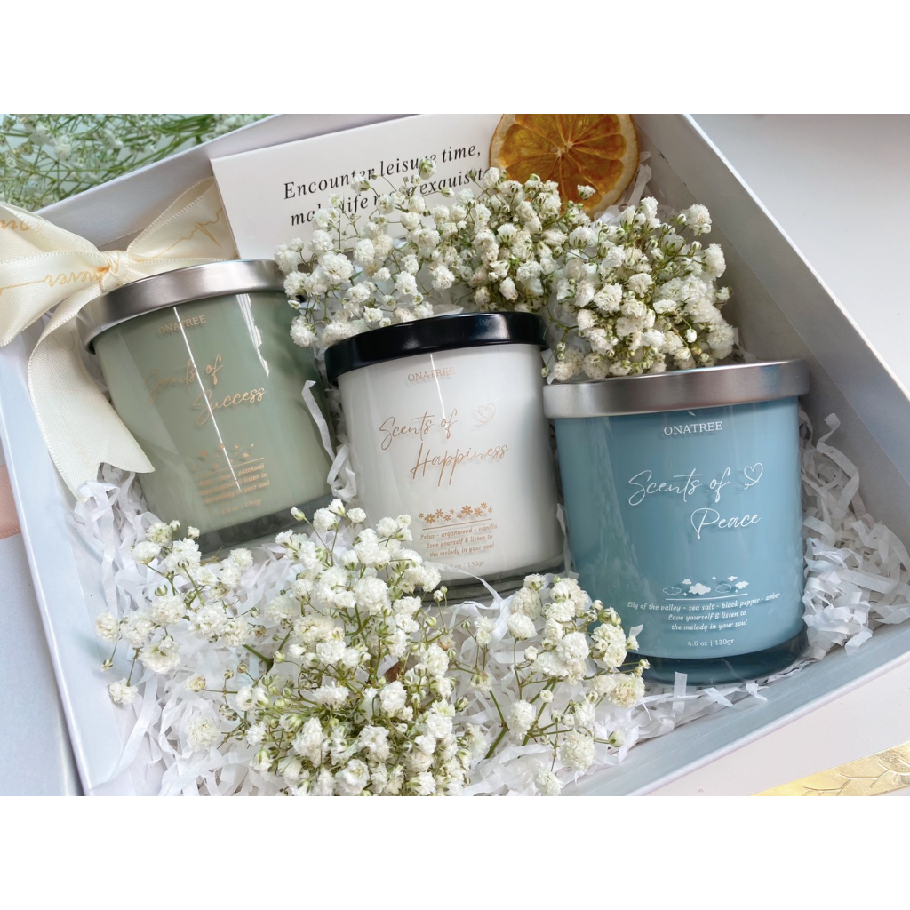 Quà tặng NẾN THƠM cao cấp mix Tinh dầu thiên nhiên thơm phòng, Quà tặng bạn sinh nhật, quà tặng lễ _ ONATREE