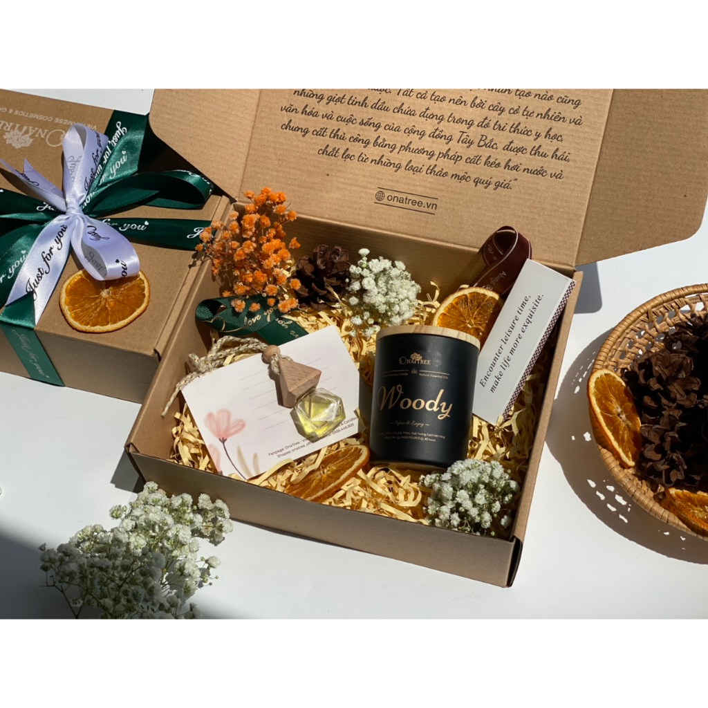 Quà tặng NẾN THƠM cao cấp mix Tinh dầu thiên nhiên thơm phòng, Quà tặng bạn sinh nhật, quà tặng lễ _ ONATREE