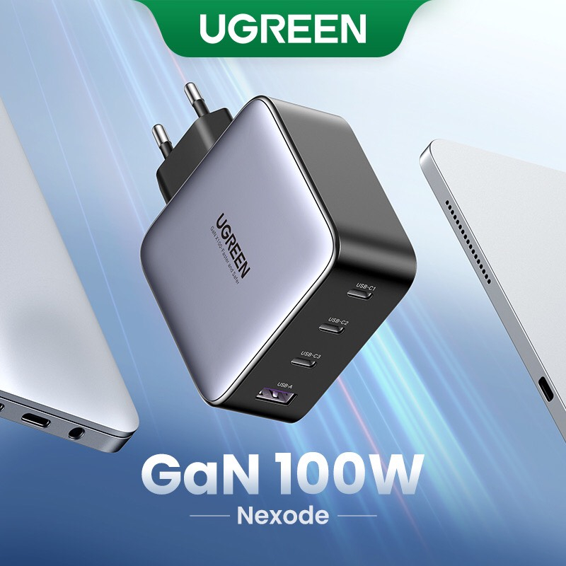 Cốc sạc nhanh GaN 100W USB-C USB-A thích hợp cho iPhone 11 12 13 14ProMax/ Xiaomi 13/ iPad Gen 9/ Samsung S23