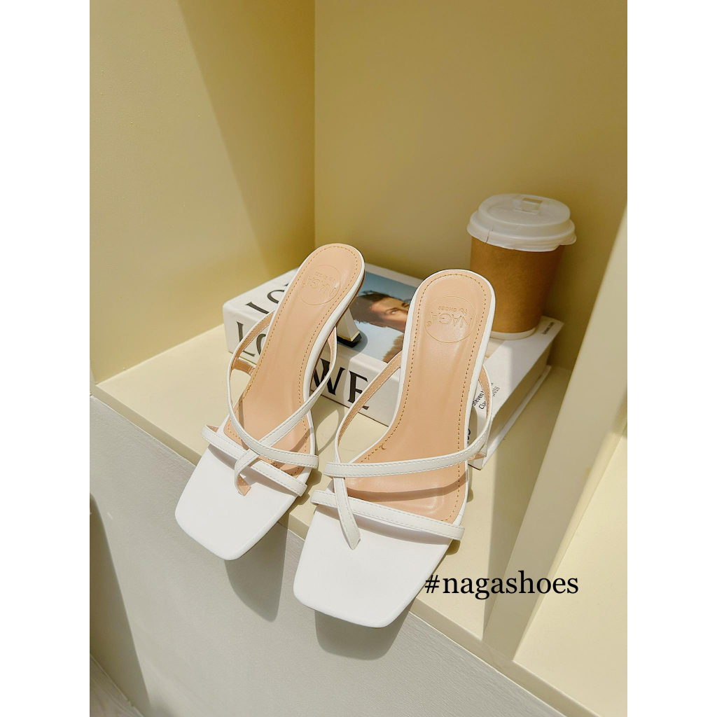 DÉP NAGASHOES MŨI VUÔNG ĐAN CHÉO XỎ NGÓN 7P NAD246