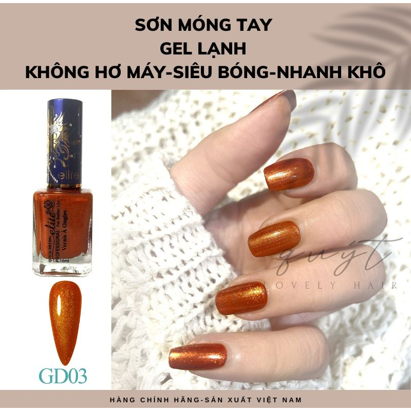 Sơn móng tay gel lạnh cao cấp 16ml màu cam đất, cam cháy - nhũ đồng