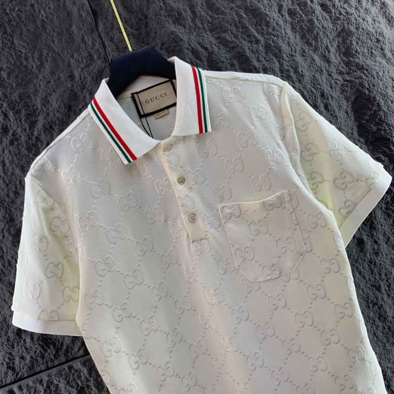 Áo Polo Nam GG Vân Thêu Tỉ Mỉ Viền Kẻ Cổ Chất Cotton Mát Lạnh Hàng Cao Cấp