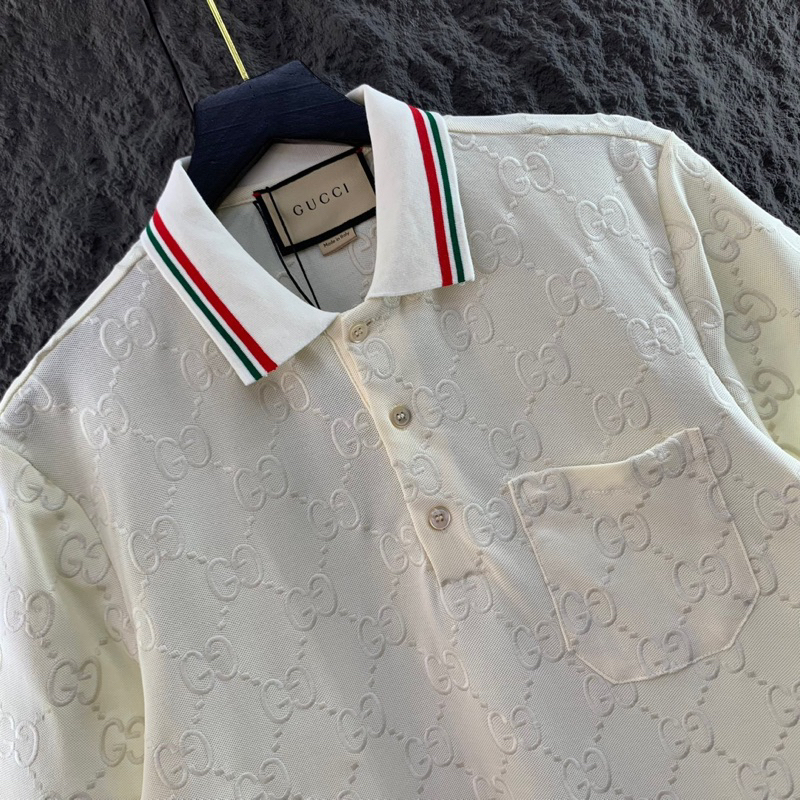 Áo Polo Nam GG Vân Thêu Tỉ Mỉ Viền Kẻ Cổ Chất Cotton Mát Lạnh Hàng Cao Cấp