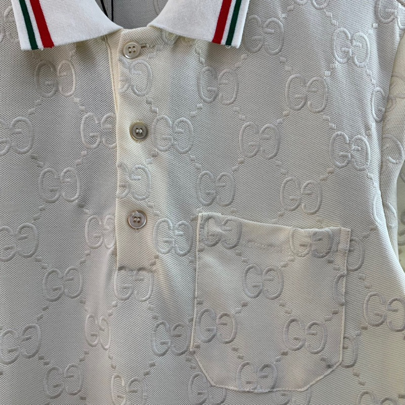 Áo Polo Nam GG Vân Thêu Tỉ Mỉ Viền Kẻ Cổ Chất Cotton Mát Lạnh Hàng Cao Cấp