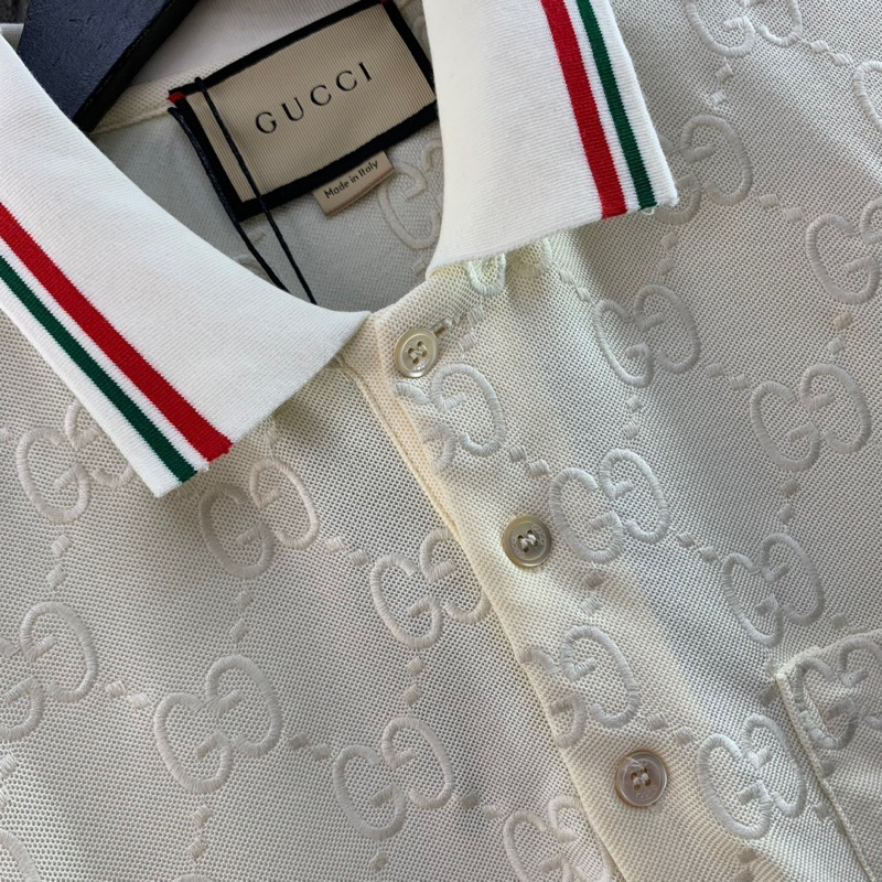Áo Polo Nam GG Vân Thêu Tỉ Mỉ Viền Kẻ Cổ Chất Cotton Mát Lạnh Hàng Cao Cấp