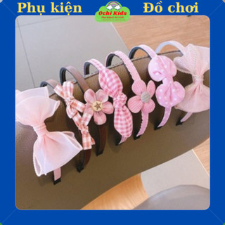 Bờm tóc hoa, xược tóc gắn nơ, xước tóc caro đáng yêu cho bé gái, Ochi Kids