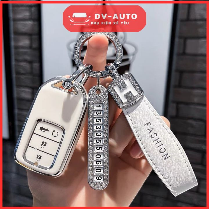 Ốp TPU dẻo viền bạc các dòng xe HONDA: CITY,HONDA CIVIC 2020-2022(4 NÚT TM)...Bọc khóa xe ô tô bảo vệ khóa By DV AUTO