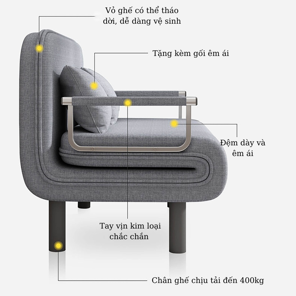 Ghế Sofa Giường Gấp Gọn Đa Năng Giường Ngủ Thành Ghế, Sofa giường vải nỉ thô chống thâm hút mồ hôi (Miễn Phí Vận Chuyển) | BigBuy360 - bigbuy360.vn