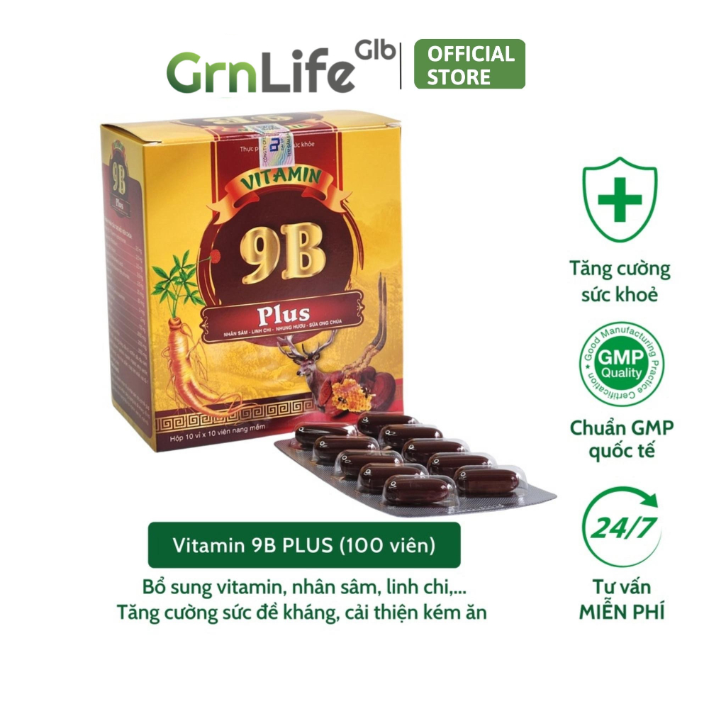 VITAMIN tổng hợp 9B PLUS Đại Uy tăng cường sức đề kháng, giúp ăn ngon, ngủ ngon (100 viên nang mềm)