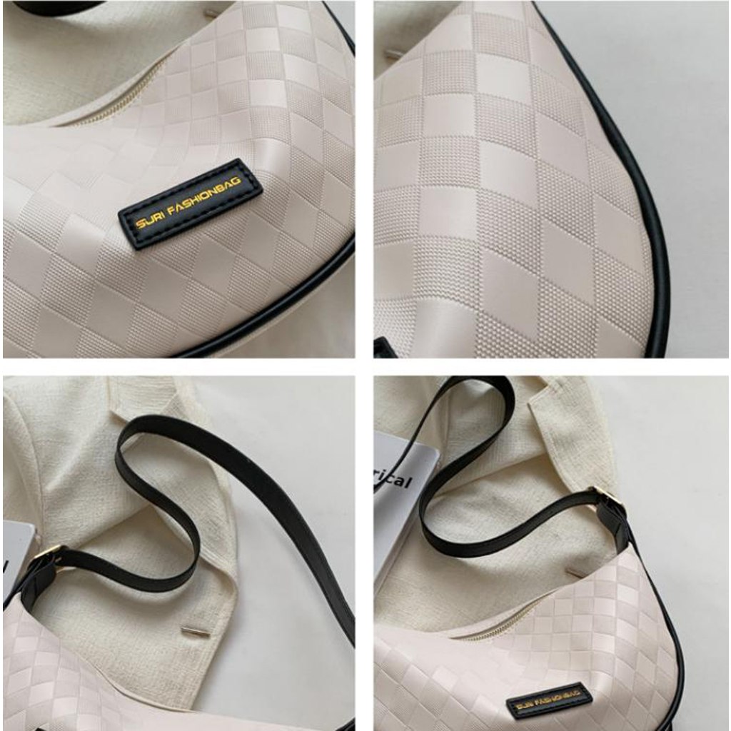 Túi xách nữ đeo chéo da mềm thời trang Bag.thanhthu dáng thuyền kẻ ô siêu xinh 756