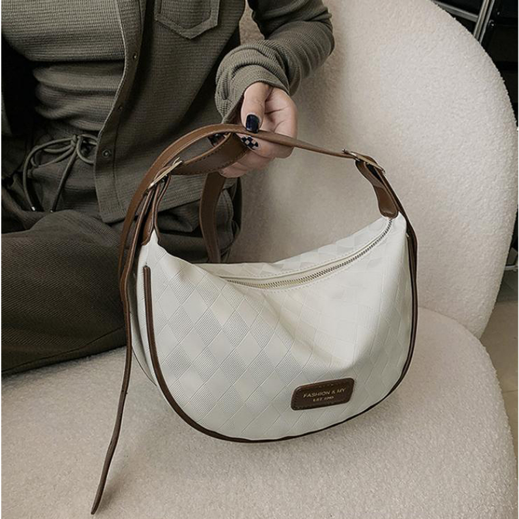 Túi xách nữ đeo chéo da mềm thời trang Bag.thanhthu dáng thuyền kẻ ô siêu xinh 756