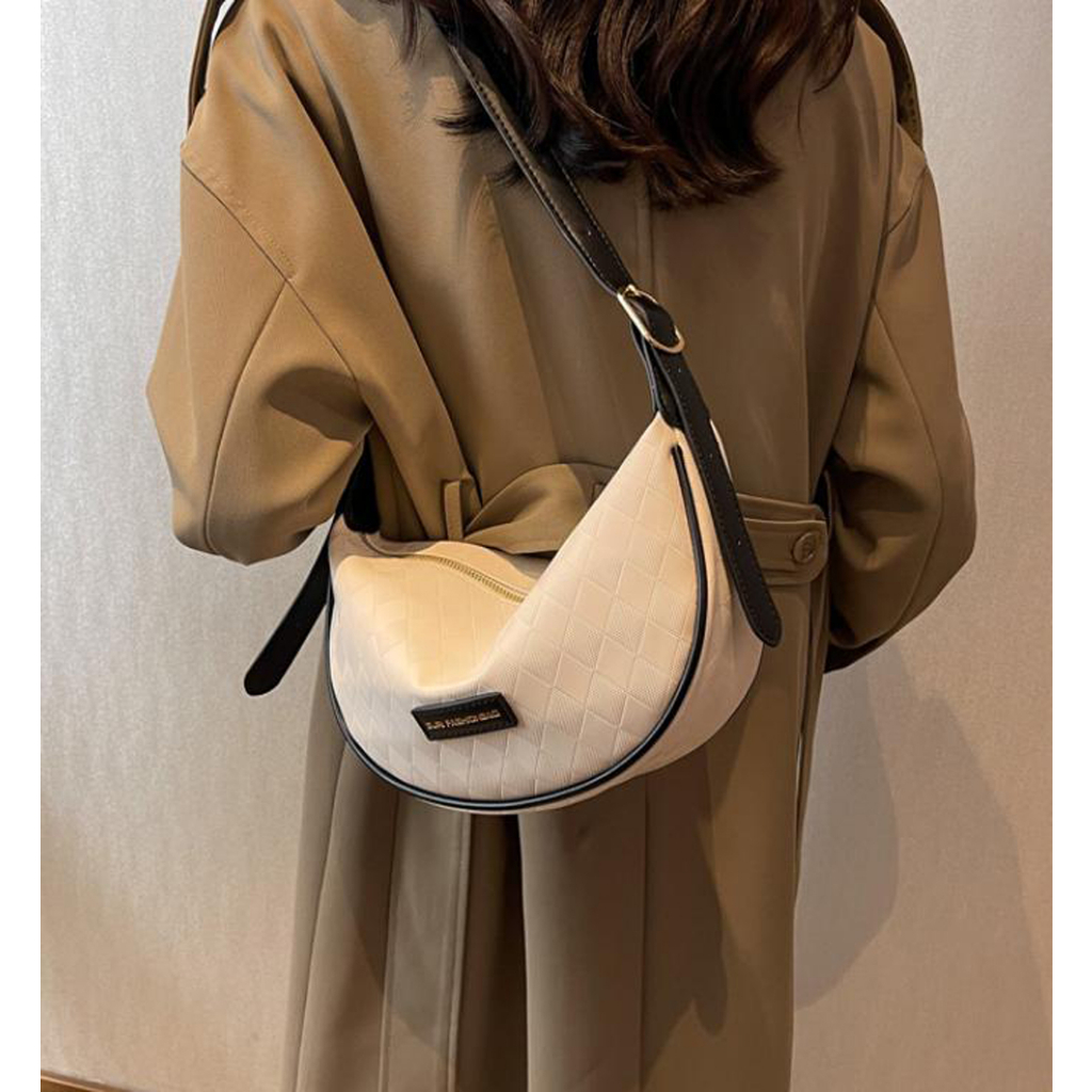 Túi xách nữ đeo chéo da mềm thời trang Bag.thanhthu dáng thuyền kẻ ô siêu xinh 756