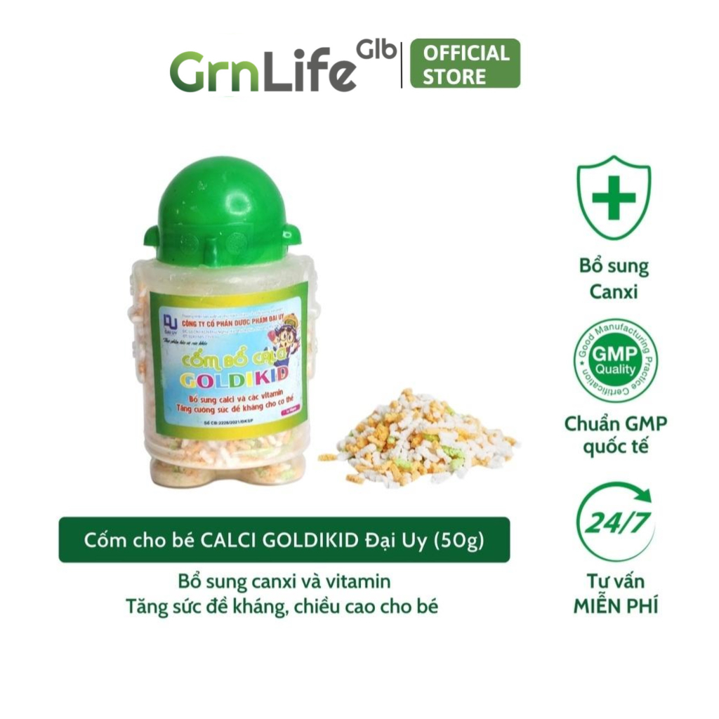 Cốm bổ Canxi, vitamin B Goldikid Đại Uy (50g) - Hỗ trợ trẻ biếng ăn, tăng cường chiều cao, sức đề kháng