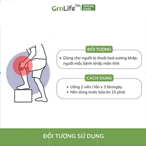 Viên xương khớp GrnLife Glucosamin (60 viên) nang cứng, hỗ trợ tái tạo mô sụn, tăng tiết dịch khớp