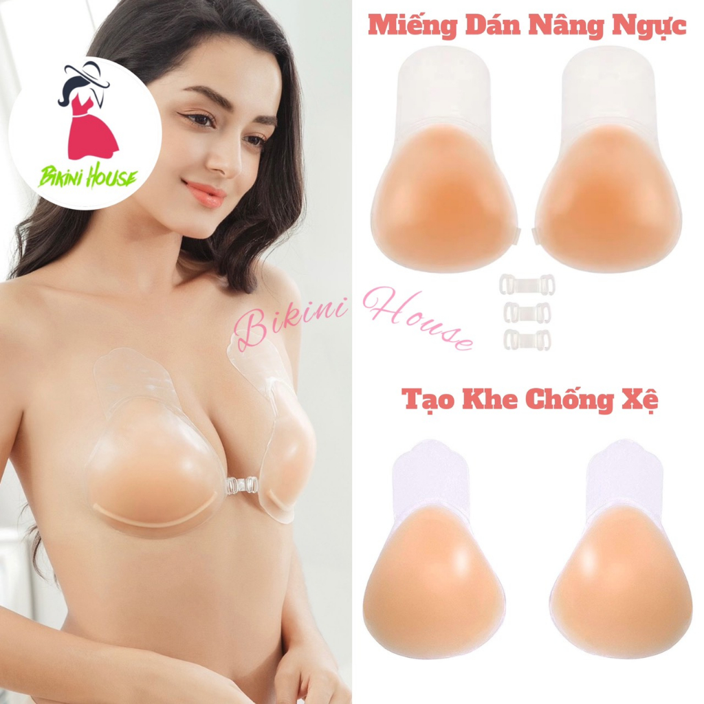Đôi miếng dán silicon kéo nâng ngực, áo dán ngực tạo khe Bikini Wannale 883,884