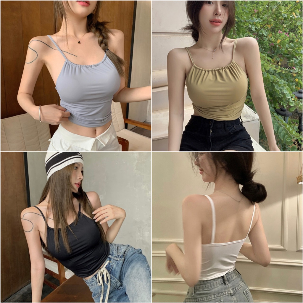 Áo Bra Nữ Su 2 Dây Dáng Lửng Cổ Yếm Có Đệm Ngực Trend Mới Bikini Wannale 616